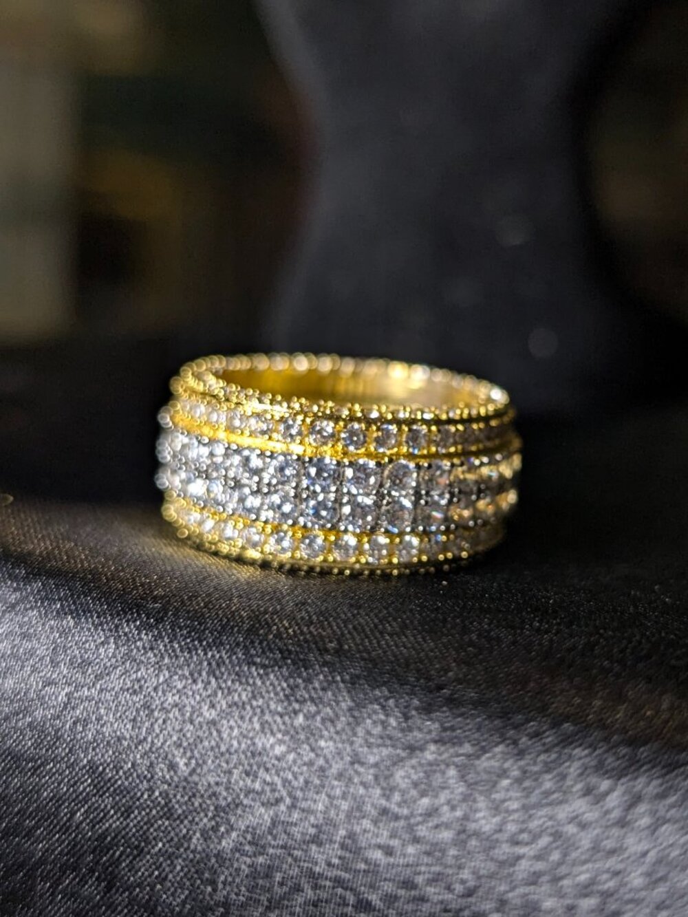 Brand New Mens gold over 925 sterling silver hip hop fashion ring size 9